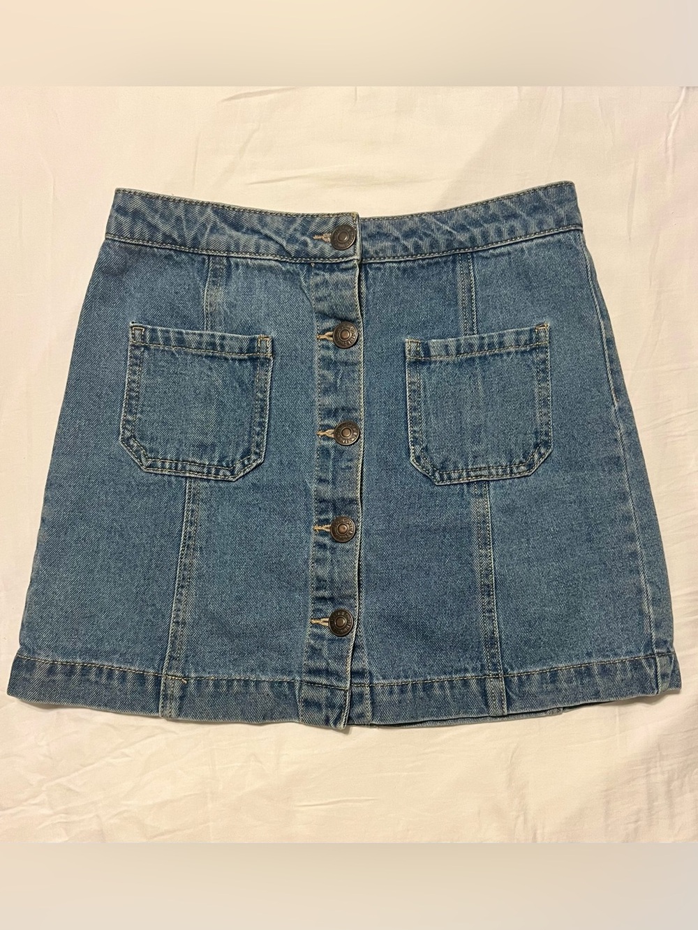 Forever 21 Blue Button-Front Denim Skirt